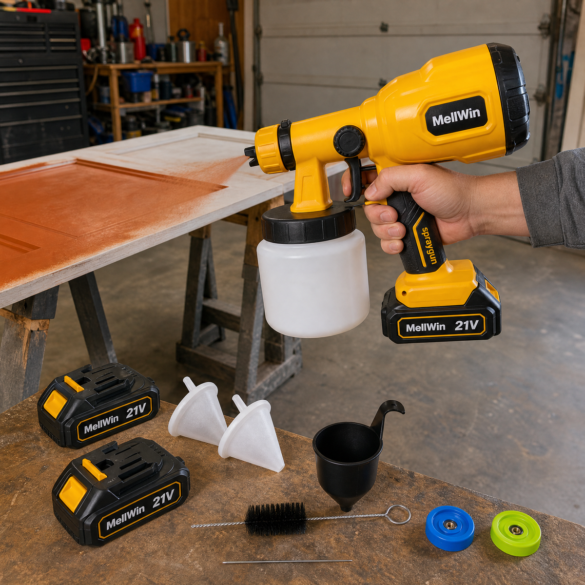 Pistola de pintar a batería con dos baterías