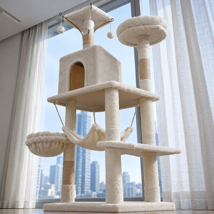 situation — Árbol para gatos con hamaca, cueva y postes rascadores de sisal