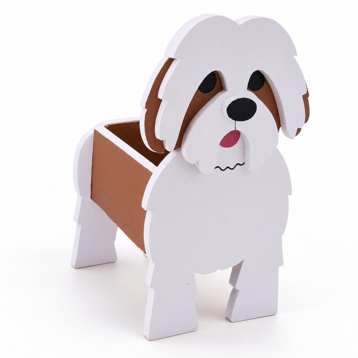 packshot — Maceta Perro Shih Tzu Pintada a Mano — Jardinera Decorativa para Interior, Terraza y Jardín