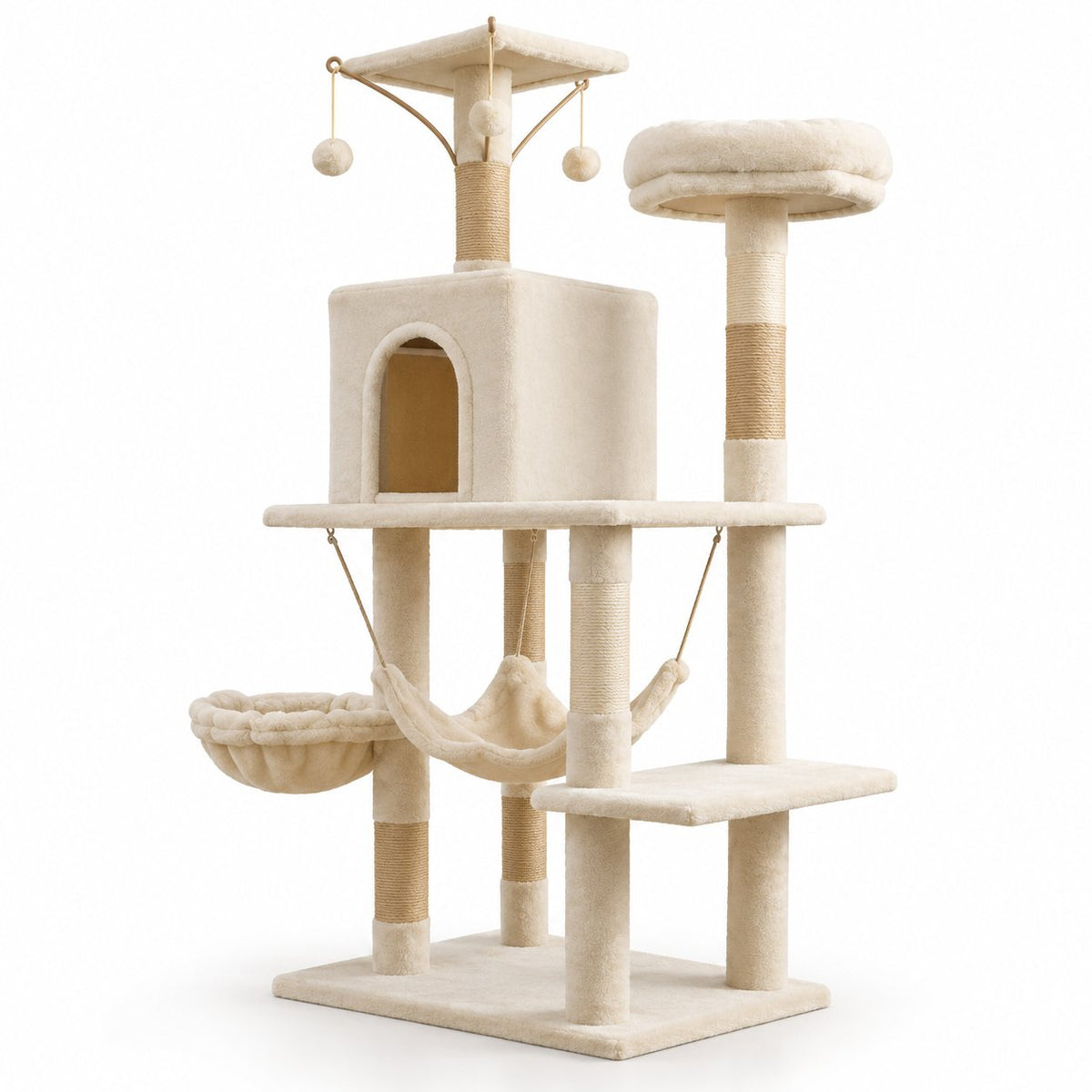 packshot — Árbol para gatos con hamaca, cueva y postes rascadores de sisal