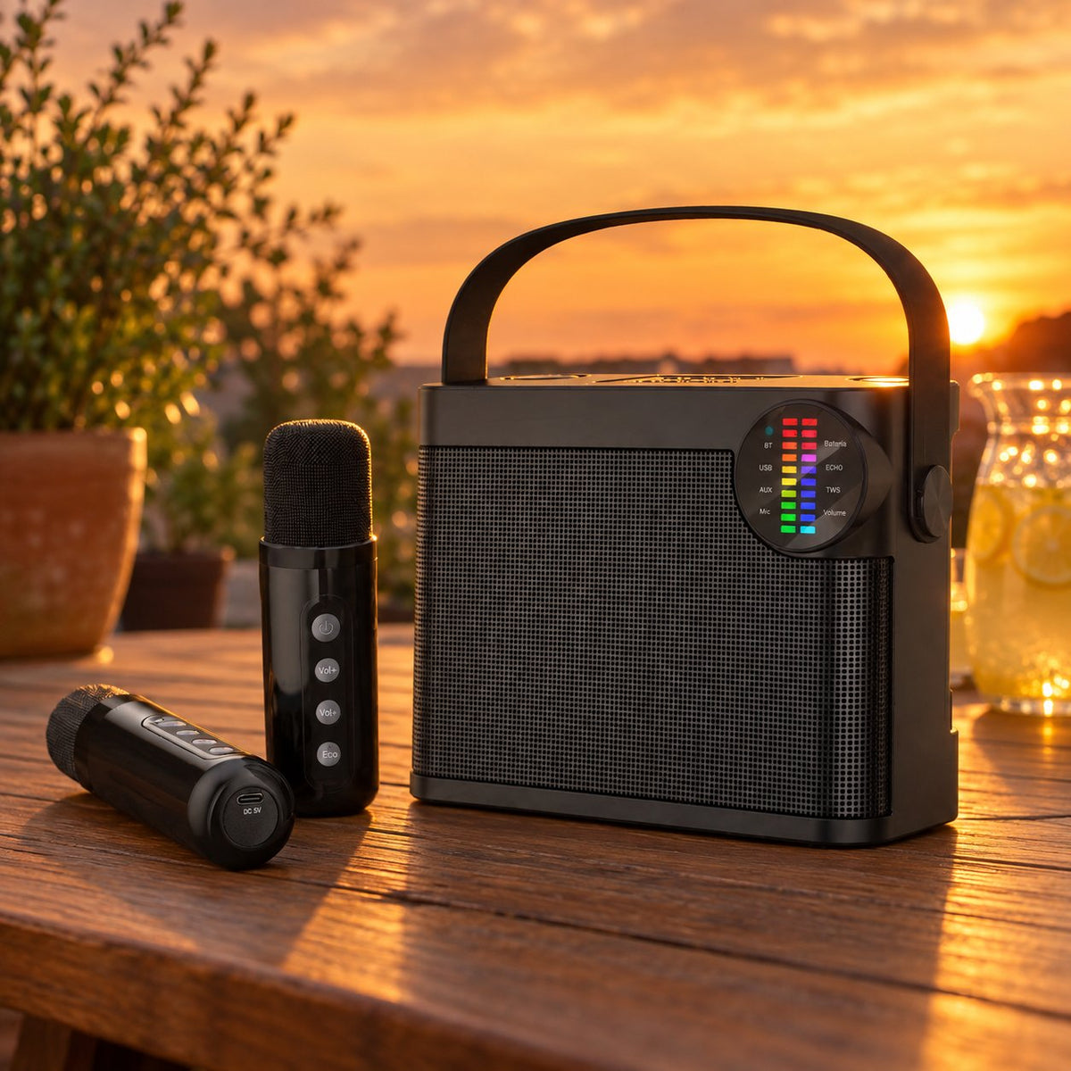 situation — Altavoz Karaoke Bluetooth con 2 Micrófonos Inalámbricos