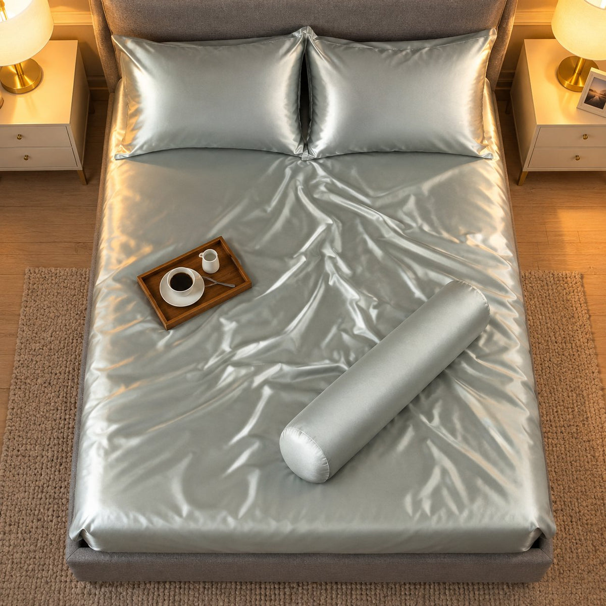 situation — Juego de Sábana Bajera de Satén + 2 Fundas de Almohada