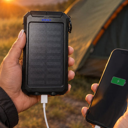 situation — SolarGo™ – Batería Externa Solar con Doble Linterna LED, Antigolpes y Mosquetón