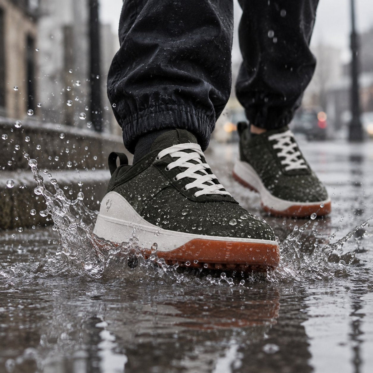 situation — Zapatillas Impermeables de Punto – Pies secos bajo la lluvia