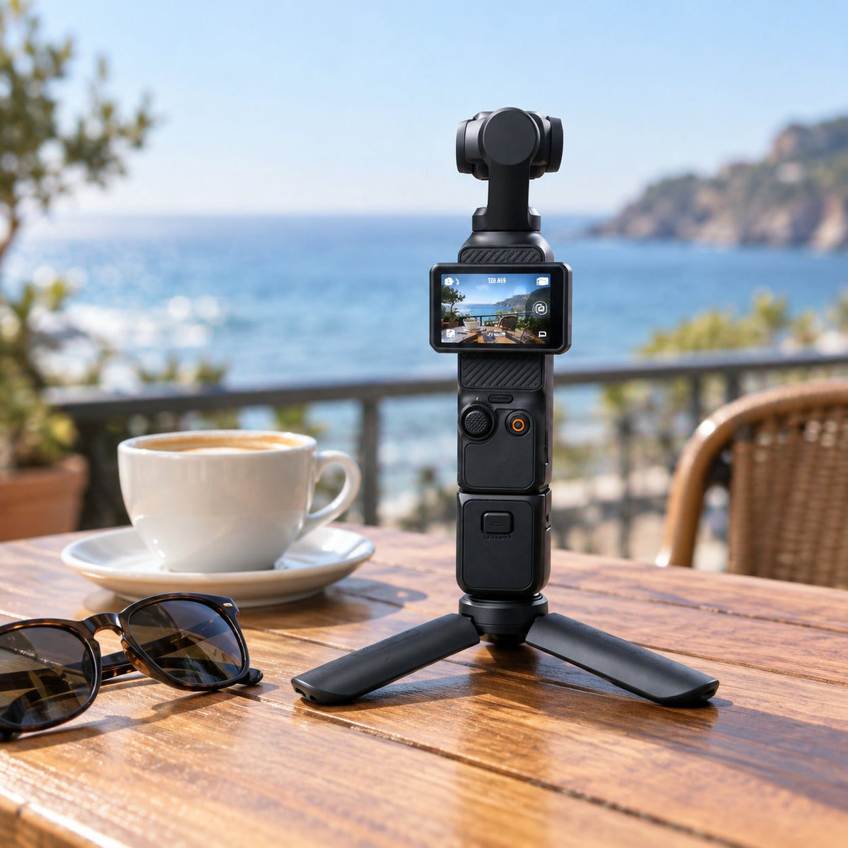 situation — Cámara Gimbal de Bolsillo con Estabilizador Integrado – Kit con Empuñadura y Mini Trípode