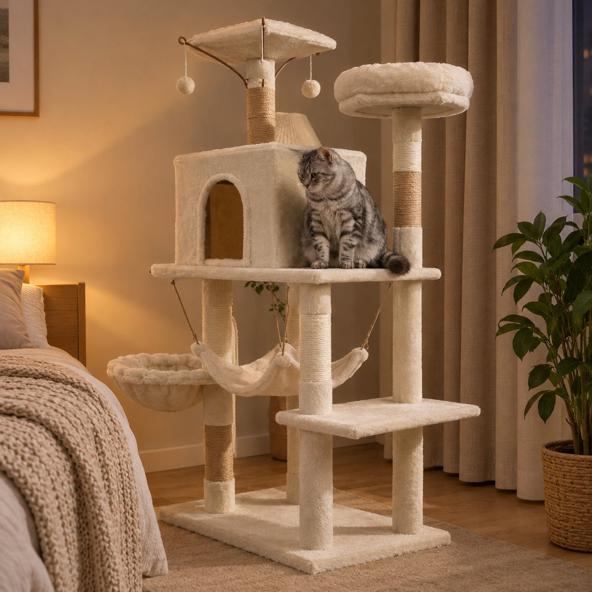 situation — Árbol para gatos con hamaca, cueva y postes rascadores de sisal
