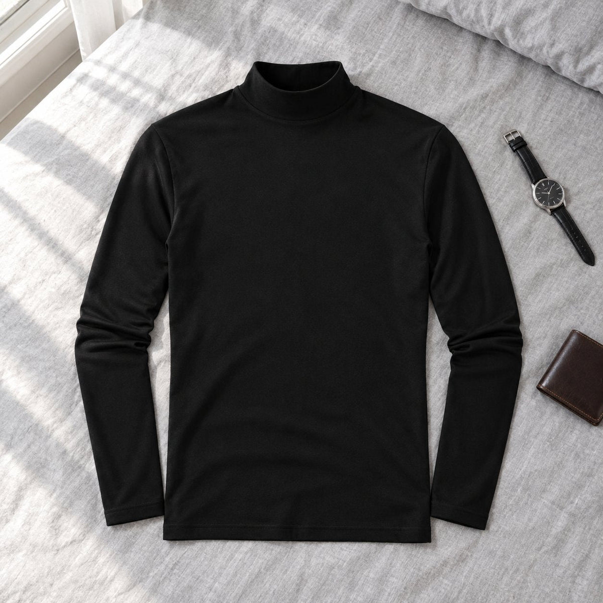situation — Camiseta de Cuello Alto para Hombre – Corte Entallado y Tejido Elástico