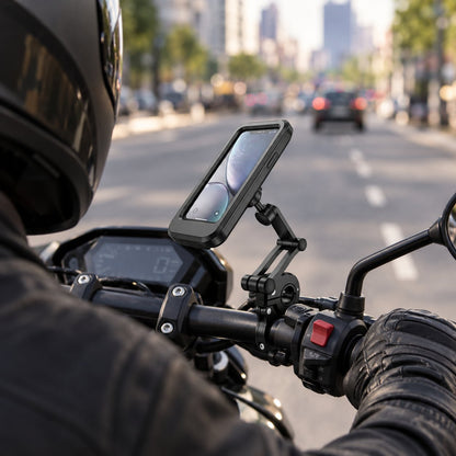 situation — RutaFija™ – Soporte de Móvil Estanco para Moto y Bici, Giro 360°
