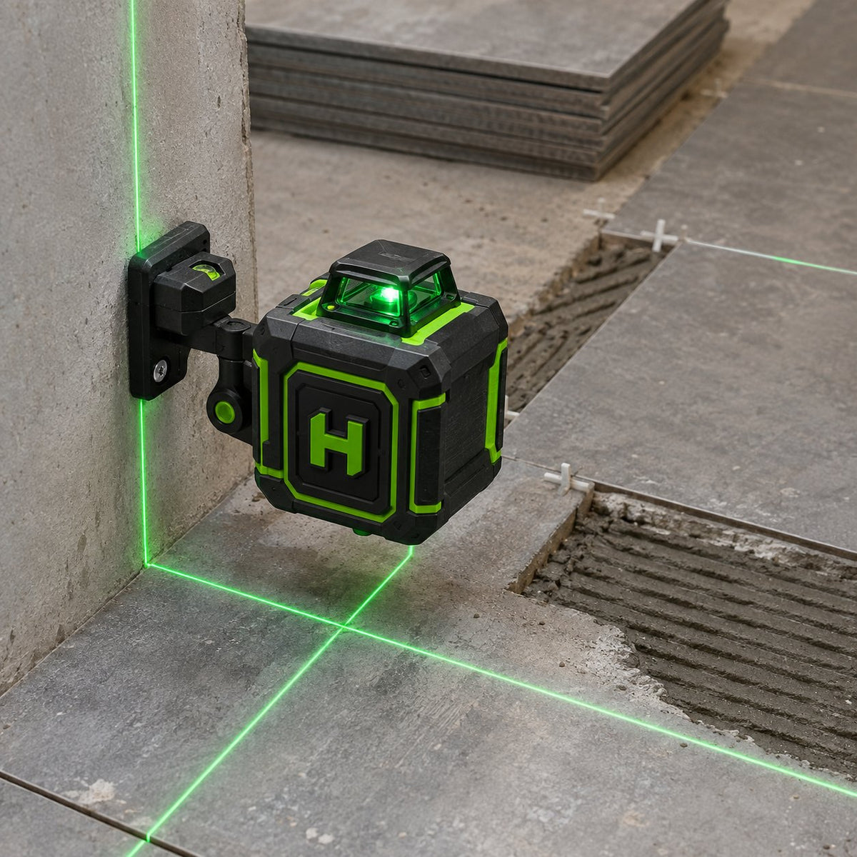 Nivel láser 4D autonivelante, 16 líneas verdes