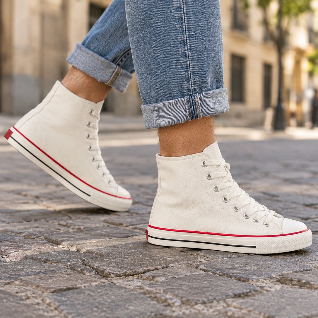 situation — Zapatillas Altas Blancas de Piel Sintética