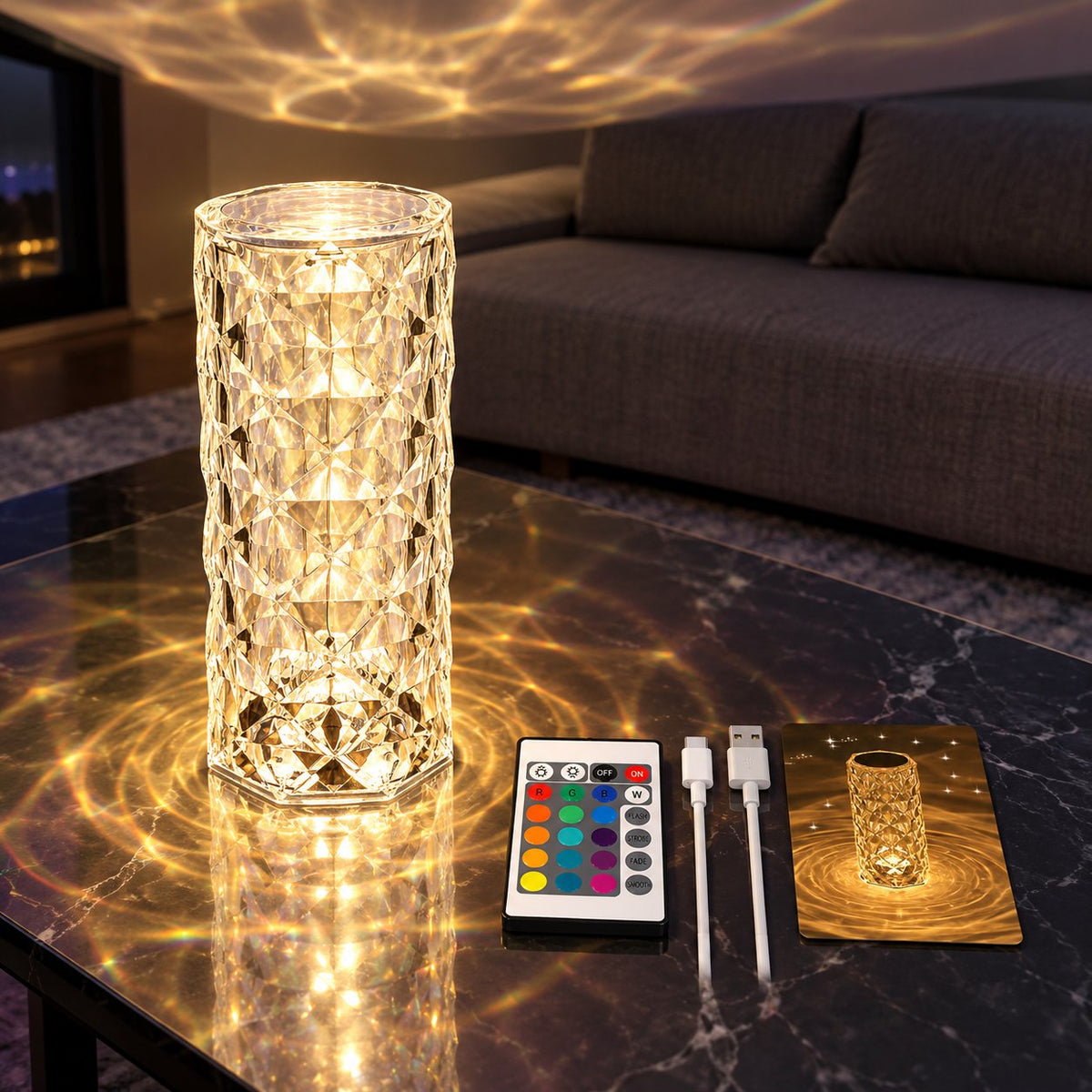 situation — LumiCristal™ – Lámpara LED de Cristal Acrílico con Mando a Distancia