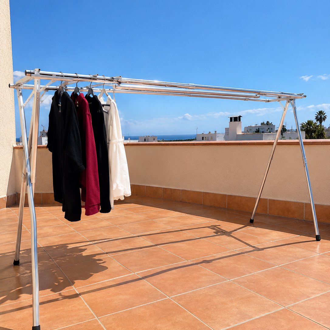situation — Tendedero Plegable Extensible XXL de Acero Inoxidable