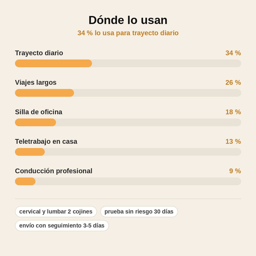 stats — ErgoRuta™ – Kit Cojín Lumbar + Reposacabezas Cervical para Coche