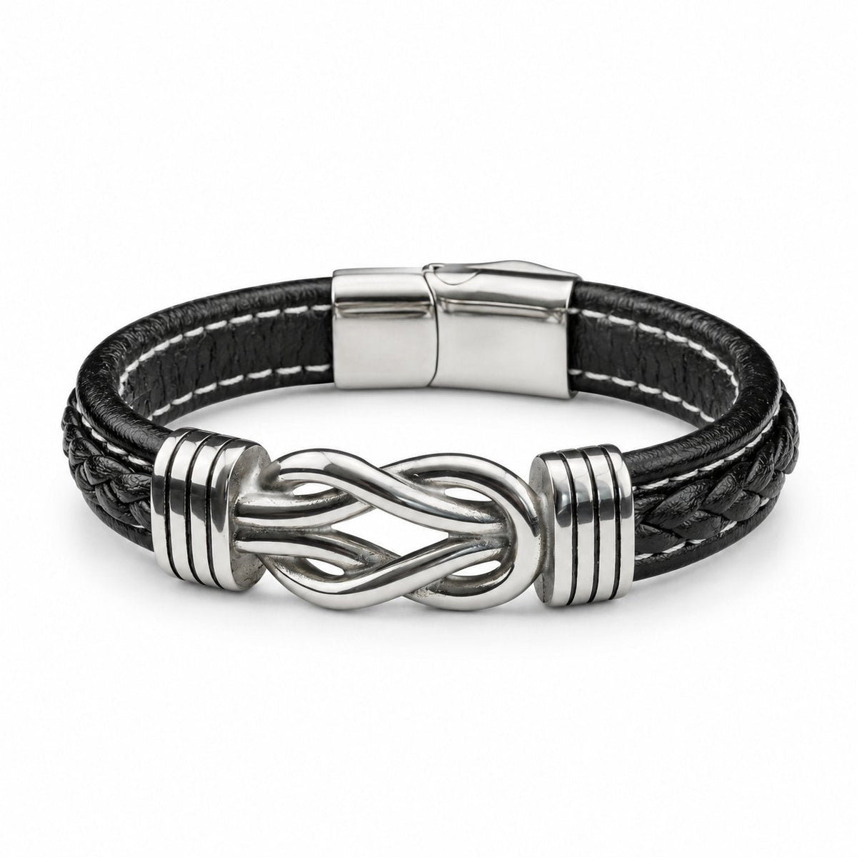 packshot — Pulsera « A Mi Hijo » – Nudo Infinito de Cuero Trenzado