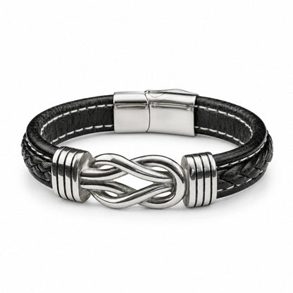 packshot — Pulsera « A Mi Hijo » – Nudo Infinito de Cuero Trenzado