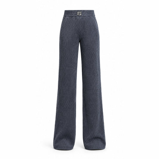 packshot — Pantalón Ancho de Chenilla con Forro Polar – Cintura Alta Elástica