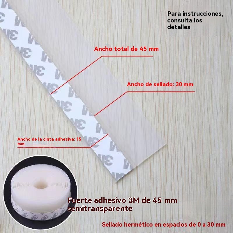 couleur Transparente — Burlete Adhesivo Bajo Puerta 45 mm × 5 m – Frena Corrientes de Aire y Polvo