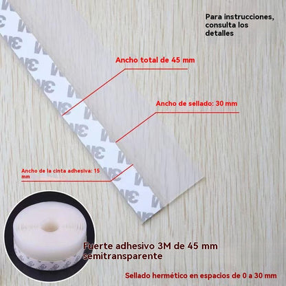 couleur Transparente — Burlete Adhesivo Bajo Puerta 45 mm × 5 m – Frena Corrientes de Aire y Polvo