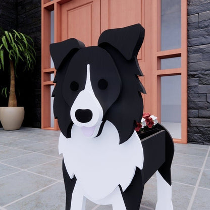 variante Border Collie — Maceta Perro Shih Tzu Pintada a Mano — Jardinera Decorativa para Interior, Terraza y Jardín