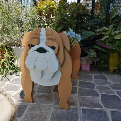 variante Bulldog Inglés — Maceta Perro Shih Tzu Pintada a Mano — Jardinera Decorativa para Interior, Terraza y Jardín