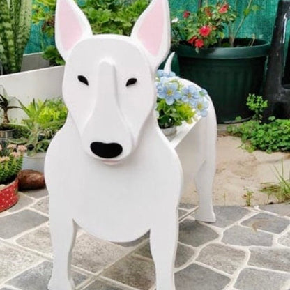 variante Bull Terrier — Maceta Perro Shih Tzu Pintada a Mano — Jardinera Decorativa para Interior, Terraza y Jardín