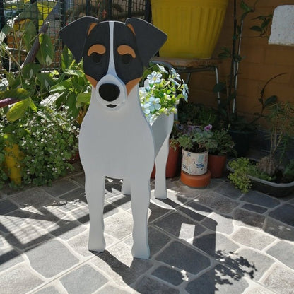 variante Fox Terrier — Maceta Perro Shih Tzu Pintada a Mano — Jardinera Decorativa para Interior, Terraza y Jardín