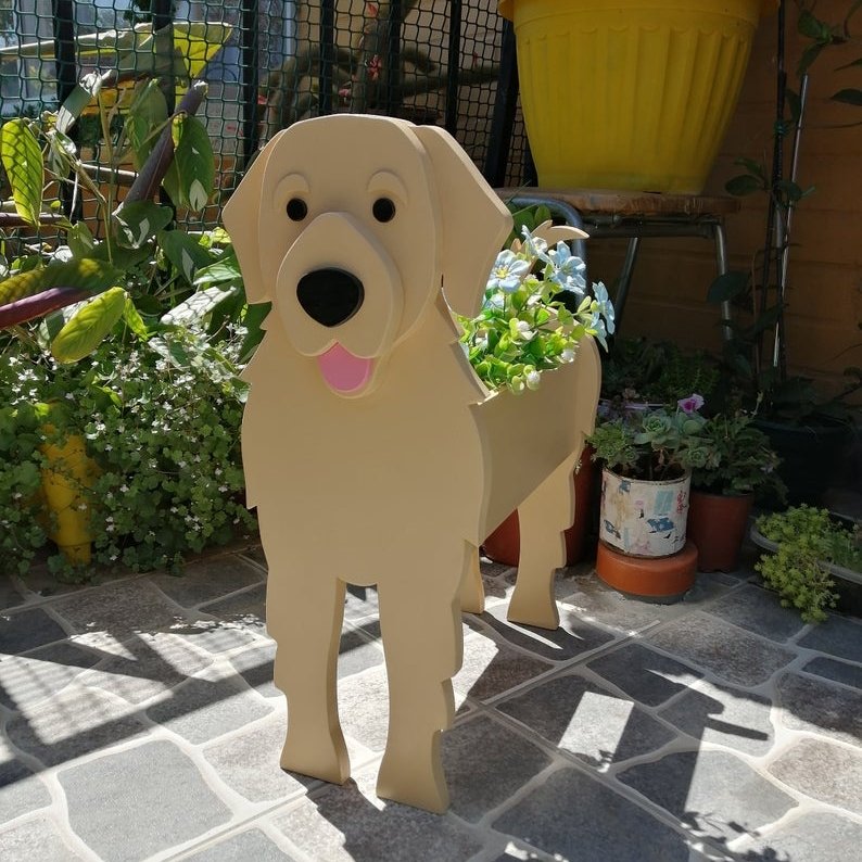 variante Golden Retriever — Maceta Perro Shih Tzu Pintada a Mano — Jardinera Decorativa para Interior, Terraza y Jardín