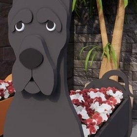 variante Gran Danés — Maceta Perro Shih Tzu Pintada a Mano — Jardinera Decorativa para Interior, Terraza y Jardín