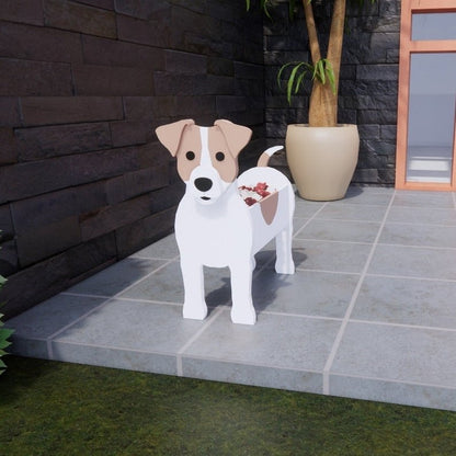 variante Jack Russell — Maceta Perro Shih Tzu Pintada a Mano — Jardinera Decorativa para Interior, Terraza y Jardín