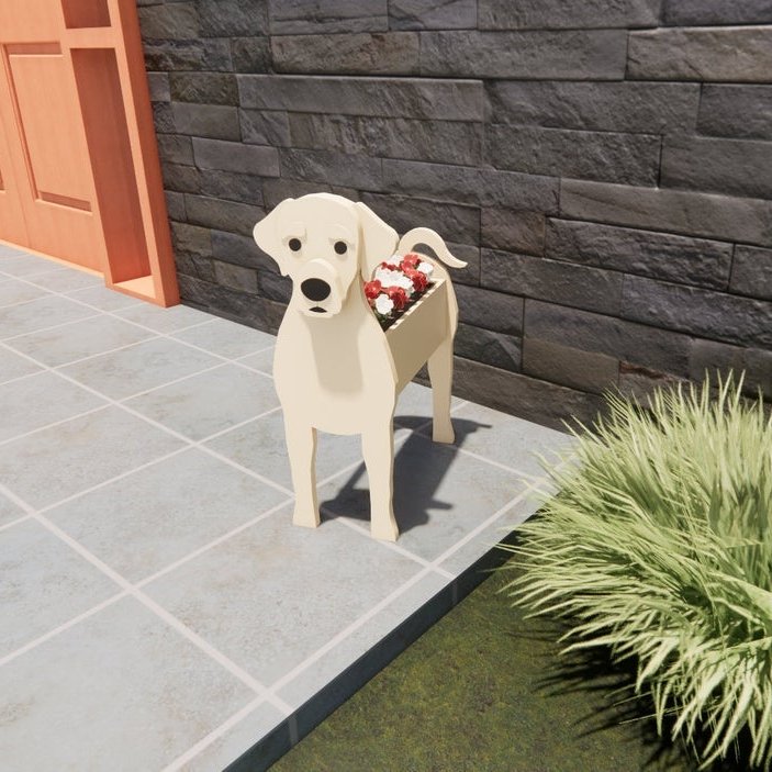 variante Labrador — Maceta Perro Shih Tzu Pintada a Mano — Jardinera Decorativa para Interior, Terraza y Jardín