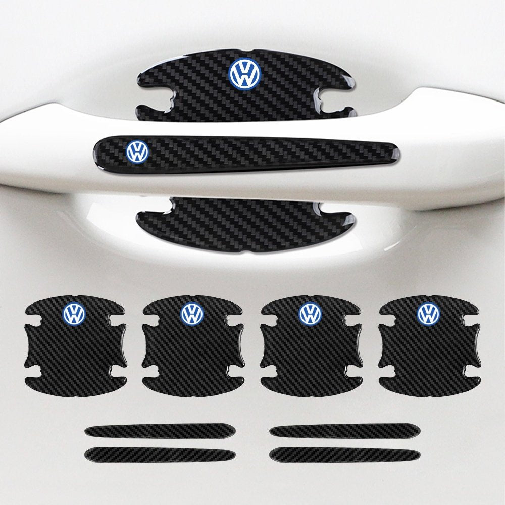 variante Negro carbono — Protector de Cazoleta para Manillas de Coche – Pack 8 uds (delanteras y traseras)