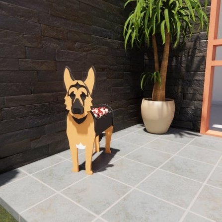 variante Pastor Alemán — Maceta Perro Shih Tzu Pintada a Mano — Jardinera Decorativa para Interior, Terraza y Jardín