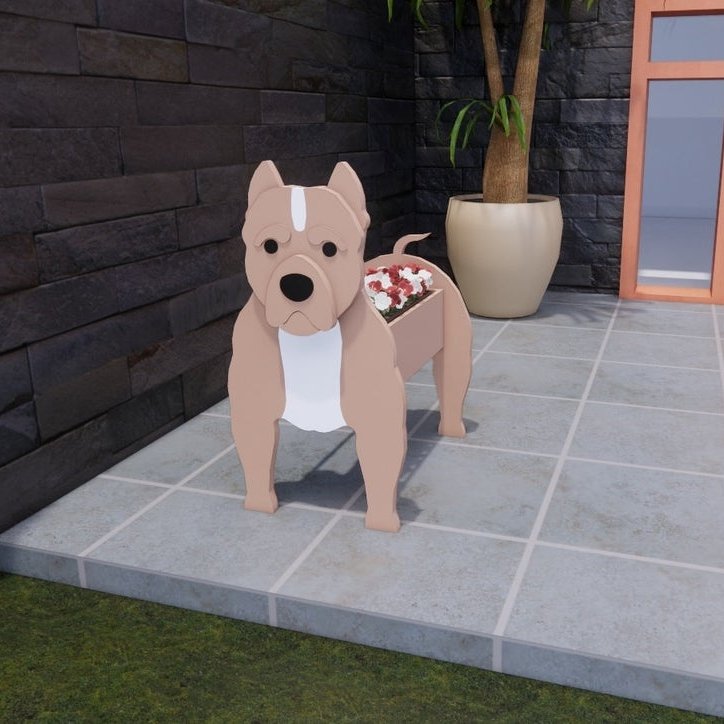 variante Pitbull — Maceta Perro Shih Tzu Pintada a Mano — Jardinera Decorativa para Interior, Terraza y Jardín