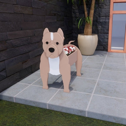 variante Pitbull — Maceta Perro Shih Tzu Pintada a Mano — Jardinera Decorativa para Interior, Terraza y Jardín