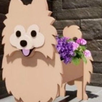 variante Pomerania — Maceta Perro Shih Tzu Pintada a Mano — Jardinera Decorativa para Interior, Terraza y Jardín