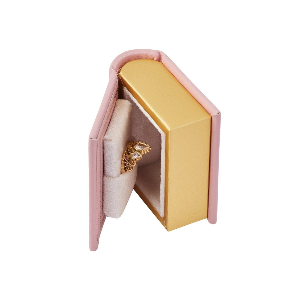 variante Rosa — Estuche Libro Rosa – Caja para Anillo o Collar en Forma de Libro