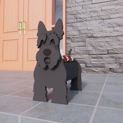 variante Scottish Terrier — Maceta Perro Shih Tzu Pintada a Mano — Jardinera Decorativa para Interior, Terraza y Jardín