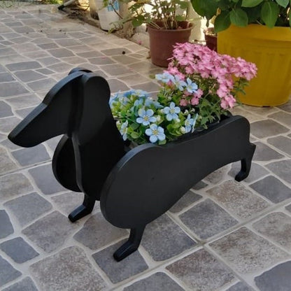 variante Teckel — Maceta Perro Shih Tzu Pintada a Mano — Jardinera Decorativa para Interior, Terraza y Jardín