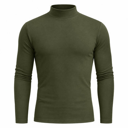couleur Verde militar — Camiseta de Cuello Alto para Hombre – Corte Entallado y Tejido Elástico