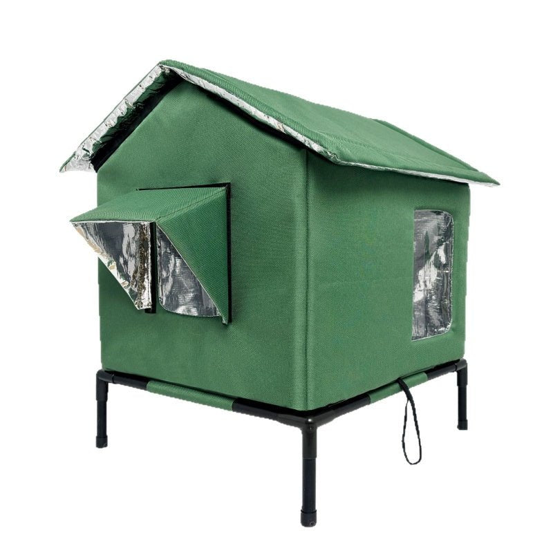 couleur Verde oscuro — Casita elevada para gatos de exterior – Impermeable y aislada