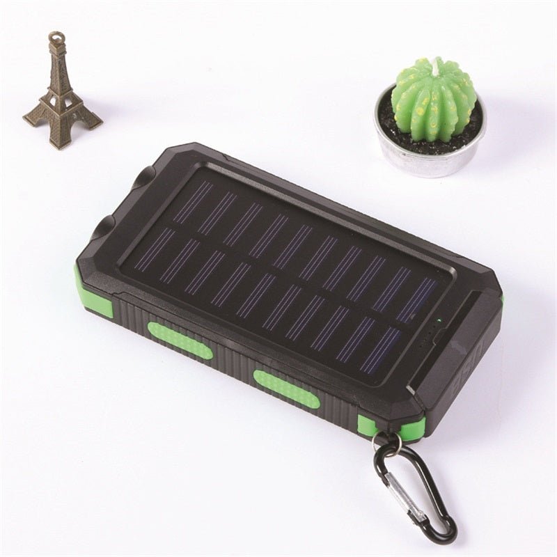 couleur Verde — SolarGo™ – Batería Externa Solar con Doble Linterna LED, Antigolpes y Mosquetón